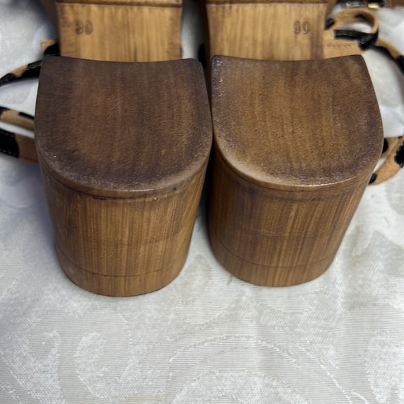 Christian Di Riccio Leopard Cheetah Strappy Platform Heeled Sandals Clog - Picture 9 of 15